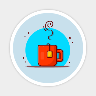 Hot Tea Cartoon Vector Icon Illustration Magnet